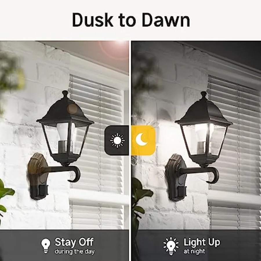 Dusk to Dawn LED Outdoor Light Bulbs 40W Equivalent, A19 Automatic On/Off Sensor Light Bulb Daylight 5000K, Dusk to Dawn Light