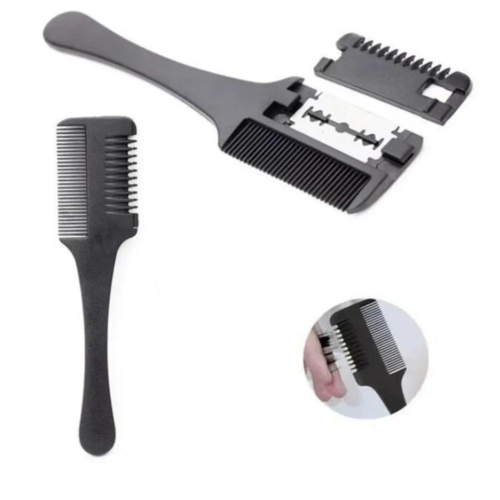 

With Razor Blades Dual-purpose Hair Clippers Black Plastic Handle Hair Trimmers Double-sided Cutting Comb Beauty Hairdressing