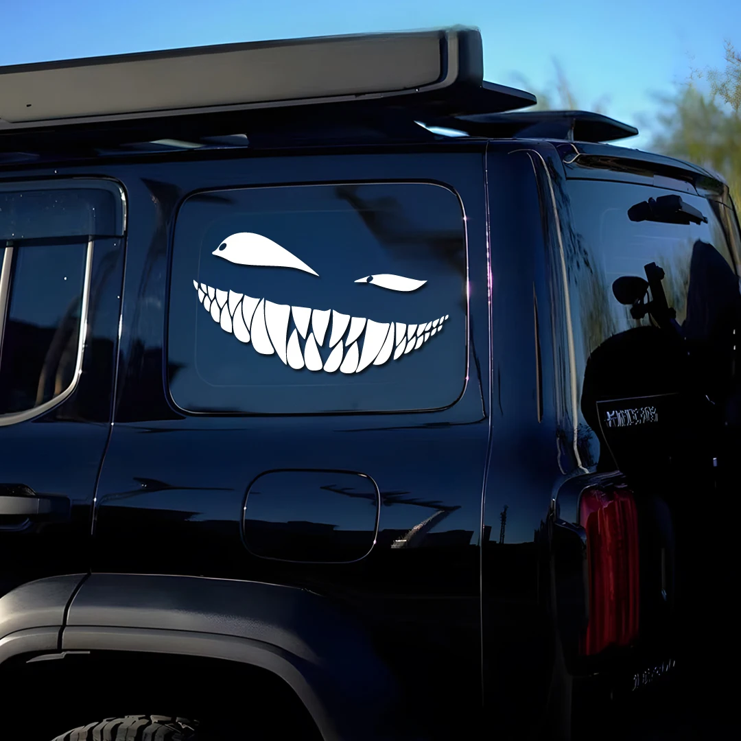 Funny bared teeth and evil look at you with a smile creative&funny stickers for cartoon fans&lover,high quality for car trucks m