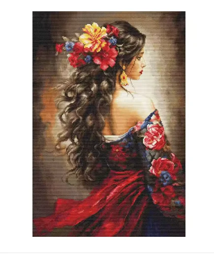 

Top Quality Beautiful Counted Cross Stitch Kits Embroidered Home Decoration The Spanish Girl，Elegant and Noble Lady Luca-S B702