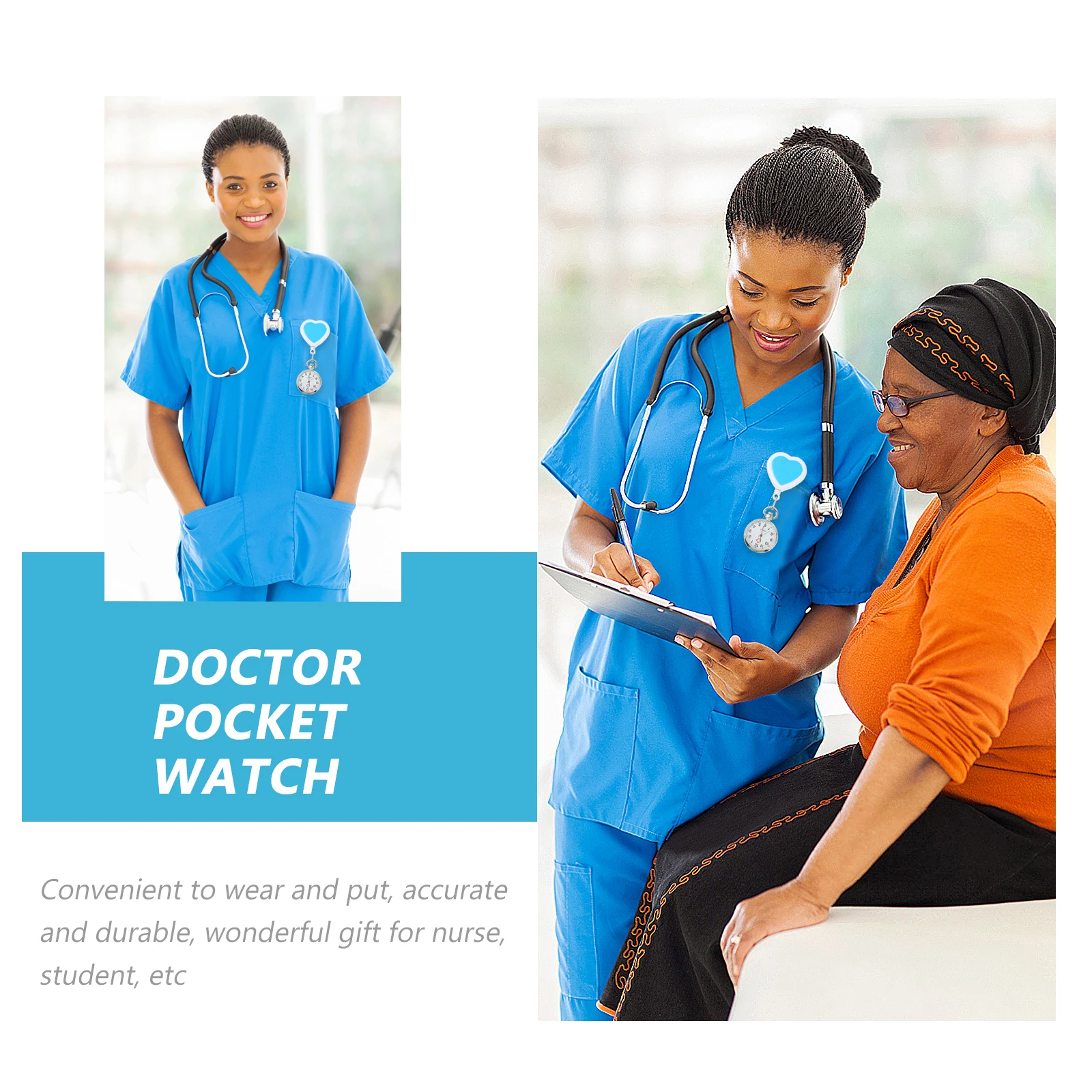 

Retractable Pocket Watch Peach Heart Nurse Watches Doctor Boutonniere Pins Quartz Clock Chest Wear Durable Gift Student