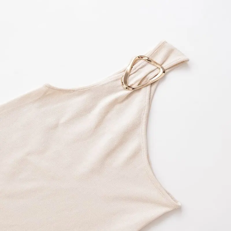 Autunno 2025 Nuovo Top da donna asimmetrico lavorato a maglia diviso Versatile Faion Commute Sle Ba Esposizione Slim Fit Cotone Poliestere