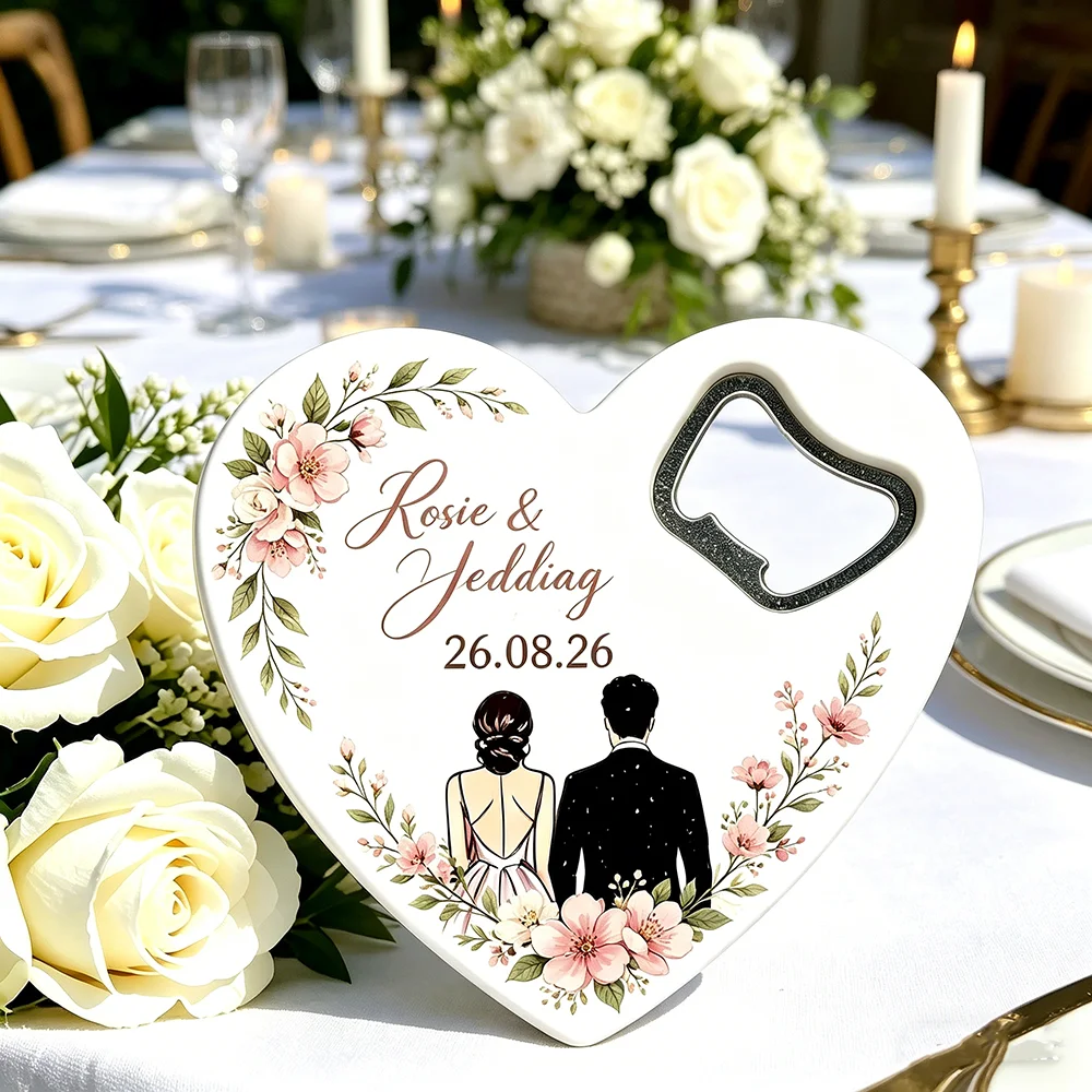 20Pcs Personalized Heart-Shaped Bottle Openers,Custom Wedding Favors,Printing Beers Openers,Magnet Openers,Wedding Party Gift
