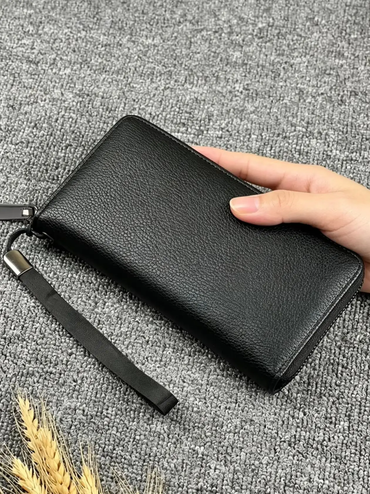 Lange Geldbörse mit Reißverschluss im Business-Stil mit mehreren Kartenfächern, Organizer-Clutch mit großem Fassungsvermögen – Detail 1