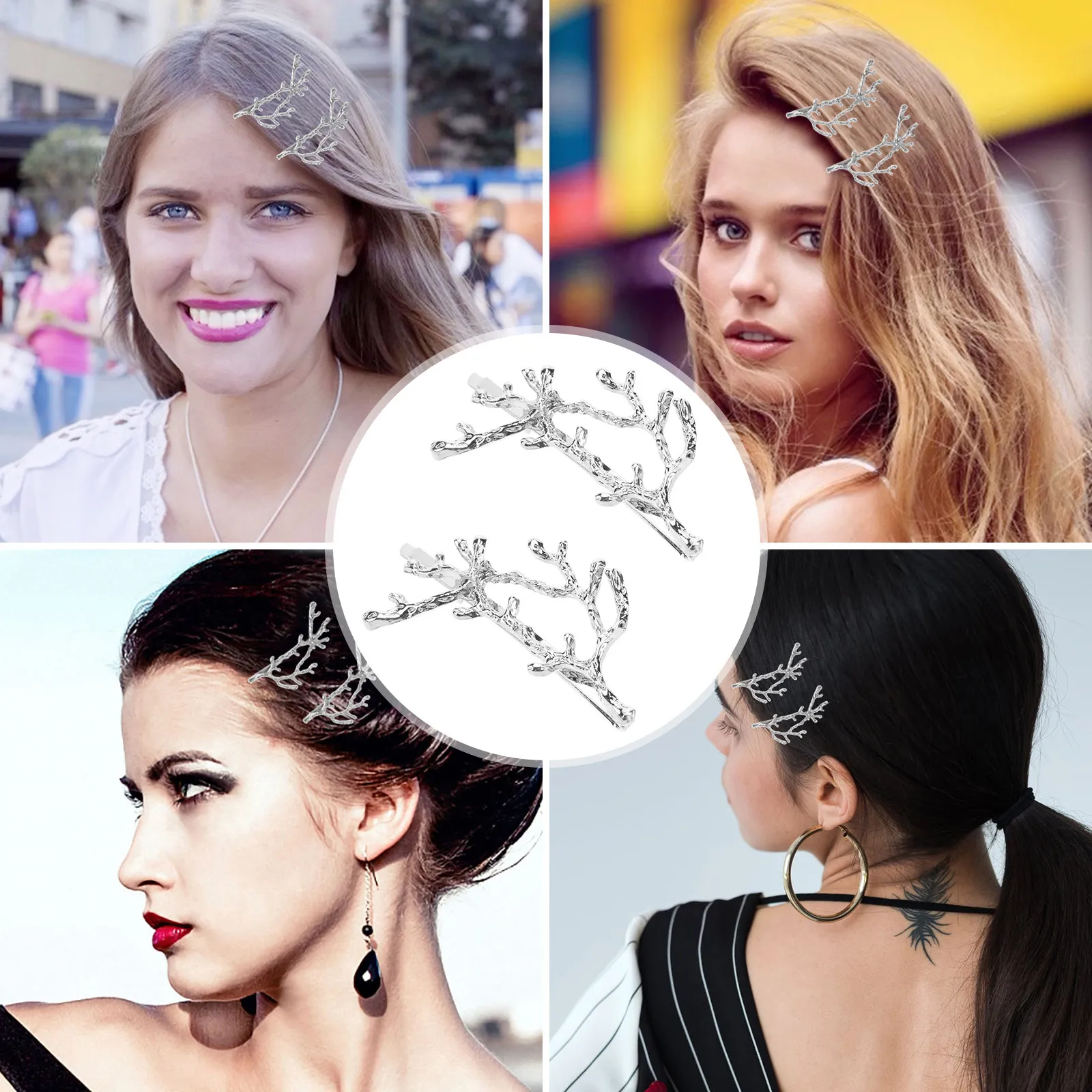 

Набор из 2 заколок для волос в виде оленьих рогов, винтажный стиль, элегантное украшение для женщин и девушек