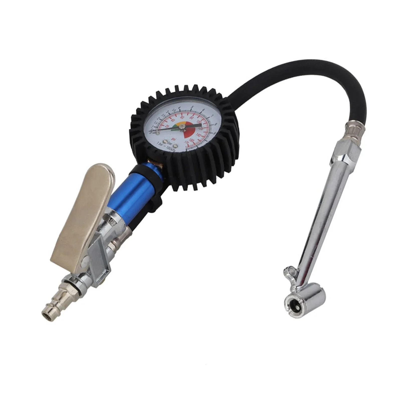 Pump Gun Inflator Gun 12 Bar Self clamping Tire Inflator with Air Pressure Gauge and Quick Air Connector Tire Inflator Gauge