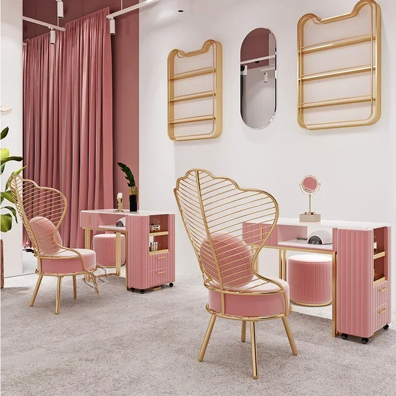 

Manicure Table Nail Desk Velvet Golden Manicure Desk Beauty Leroy Mesas De Manicure Merlin Furniture Hall Salon Tools Furniture