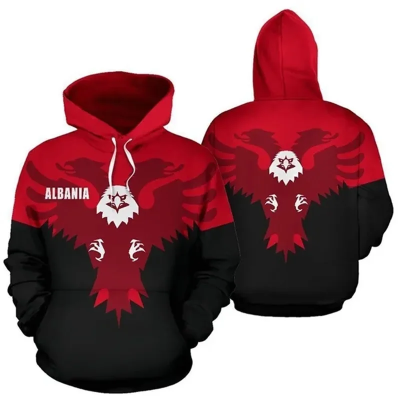 3D Print Albania Armor Graphic Hoodies Casual Long Sleeve Pullovers Sweatshirts For Women Men Oversized Tracksuit Streetwear Top