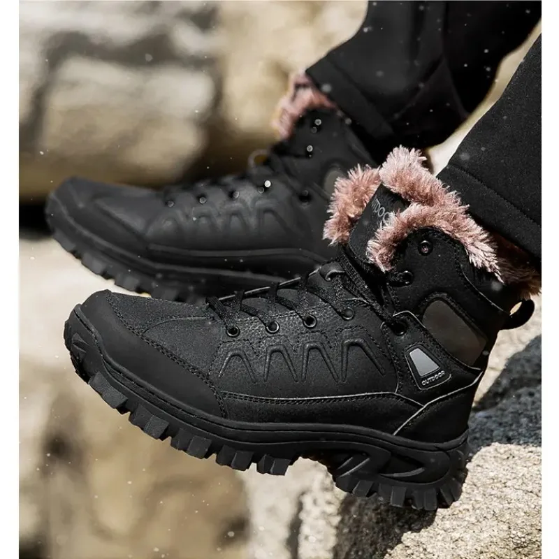 الرجال الشتاء الثلوج الأحذية منصة أفخم مريحة حذاء من الجلد أفخم مقاوم للماء المضادة للانزلاق أحذية الصحراء الدافئة حذاء للسير مسافات طويلة حجم كبير #6
