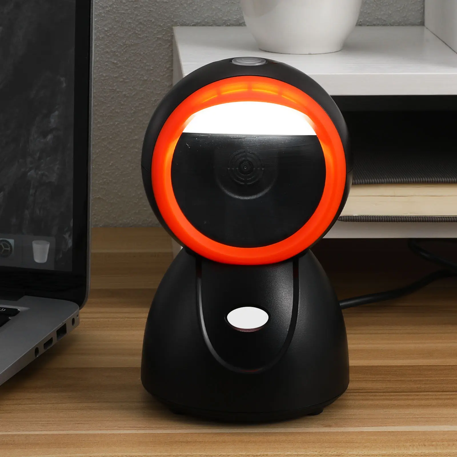 Ball Shape Desktop Barcode Scanner Automatic Reading Adjustable Angle Efficient Scan for Retail Store Inventory System