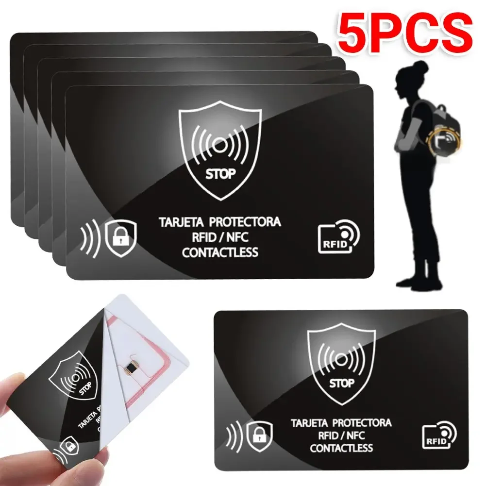 5Pcs RFID Blocking Card One Card Protects Entire Wallet NFC Signal Blocking Card Ultra Thin for Passport Case Purse