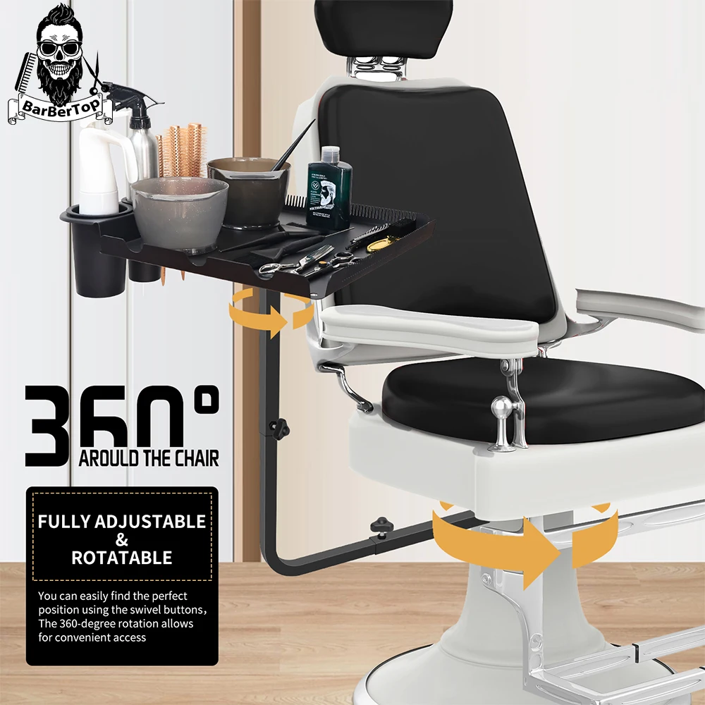 2024 New Barbershop Chair Tray Professional Salon Adjustable Height Tray Hairdressing Tools Storage Stand Styling Accessories