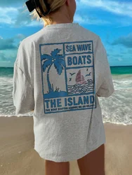 Summer Short Sleeve T-Shirt Oversized Ocean Beach T-Shirts Vintage Surf T Shirt Aesthetic Summer Vacation Tops Fashion Clothes