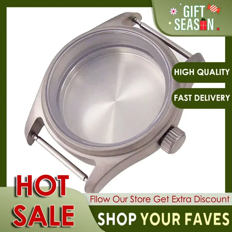 

36mm Pilot Diver Watch Case Titanium or 316L Steel Fit for NH35 NH36 PT5000 ETA2824 Sapphire Crystal 200M Waterproof Screw Crown