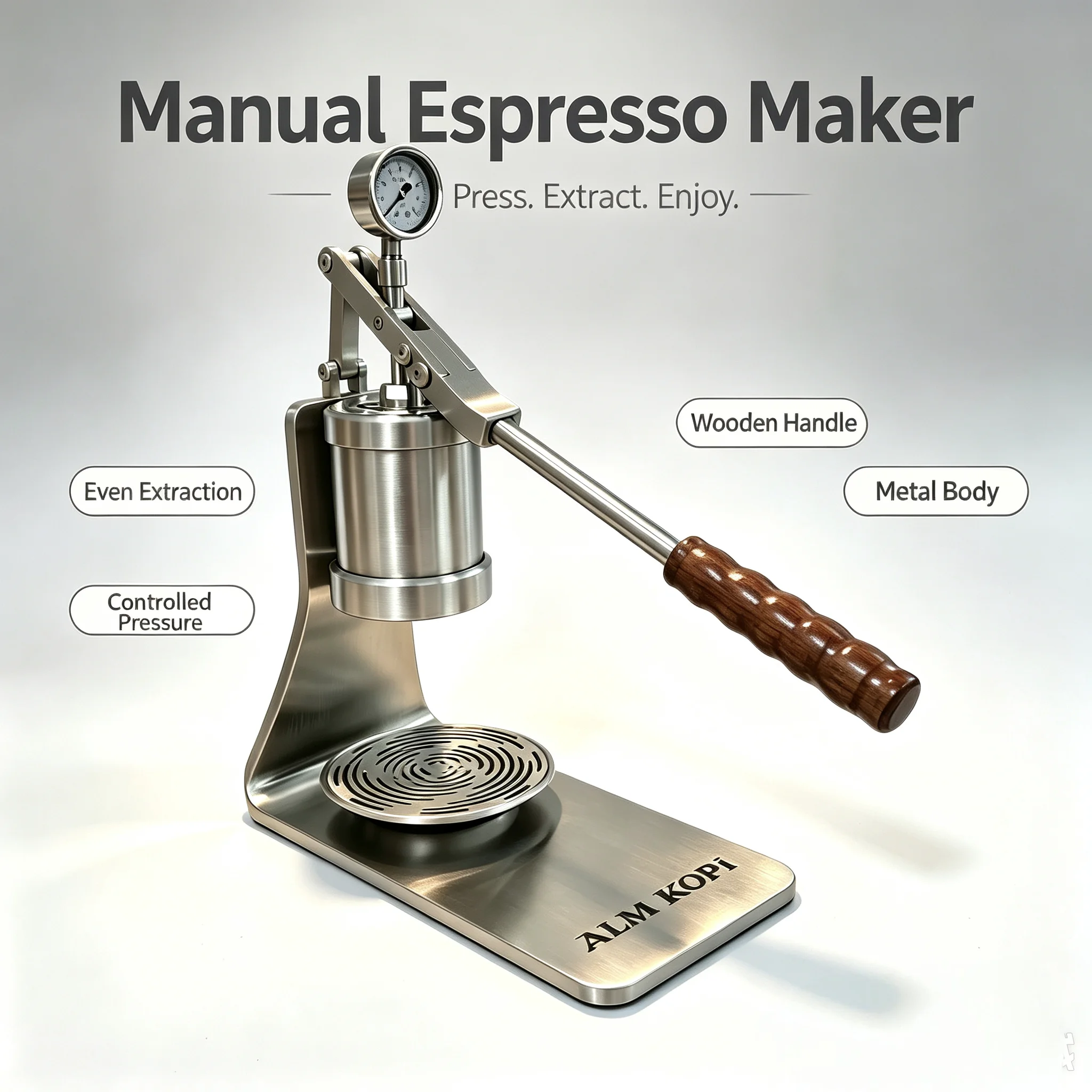 ALMKOPi New 58mm Portable Lever Pull Stainless Steel Manual Lever Espresso Machine No Electricity Hand Press Coffee Machine