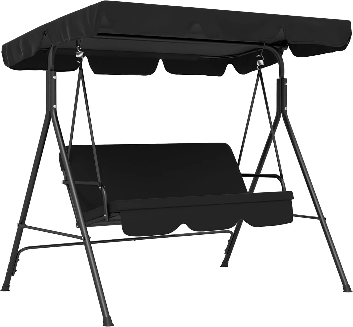

3-Seat Outdoor Patio Swing Chair with Removable Cushion, Steel Frame Stand and Adjustable Tilt Canopy for Patio, Garden, Poolsi