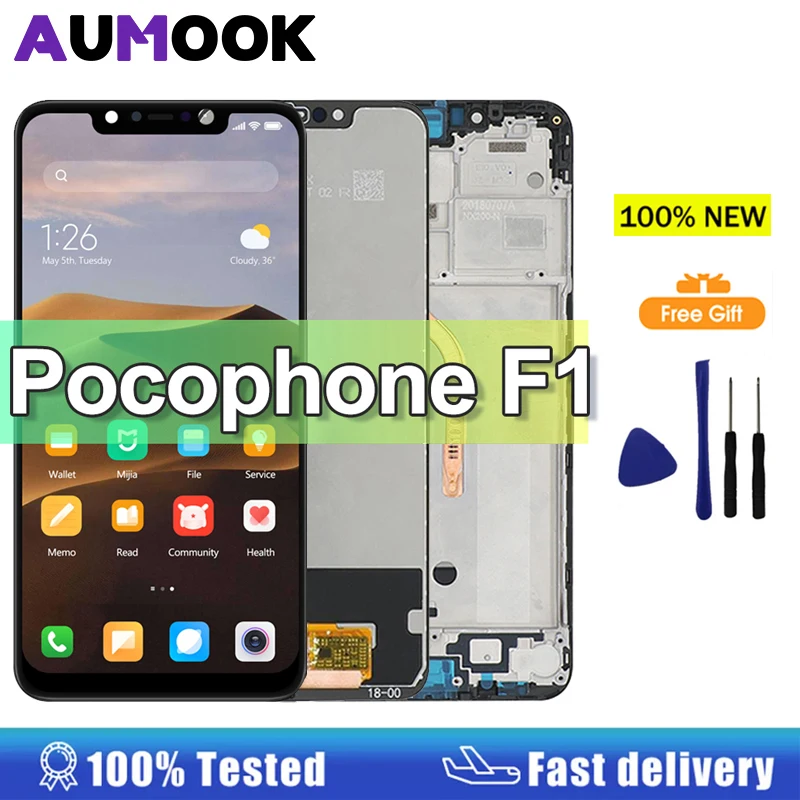 6.18'' Poco F1 Screen For Xiaomi Pocophone F1 Lcd Display Touch Screen Digitizer Assembly For Xiaomi M1805E10A POCO F1 Screen