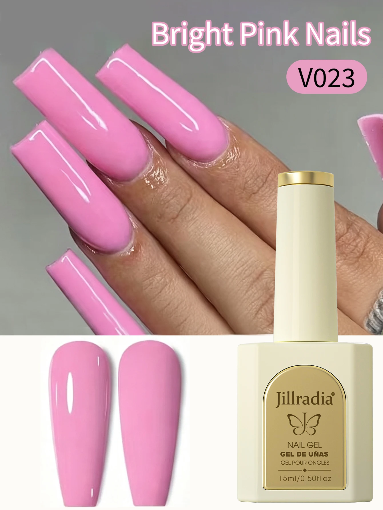 1pc 15ml Bright Pink Gel Nail Polish Starter Pure Soak Off No Wipe Nail Gel Polish Suitable For All Seasons