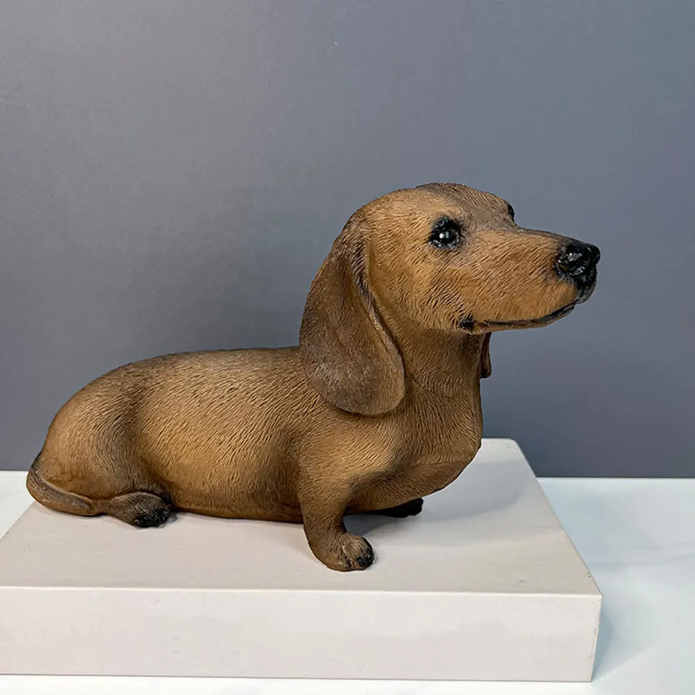 

Smooth Resin Dachshund Dog Statue Realistic Small Dog Decor for Home Office Table Puppy Model Ornament Tabletop Dogs Ornament