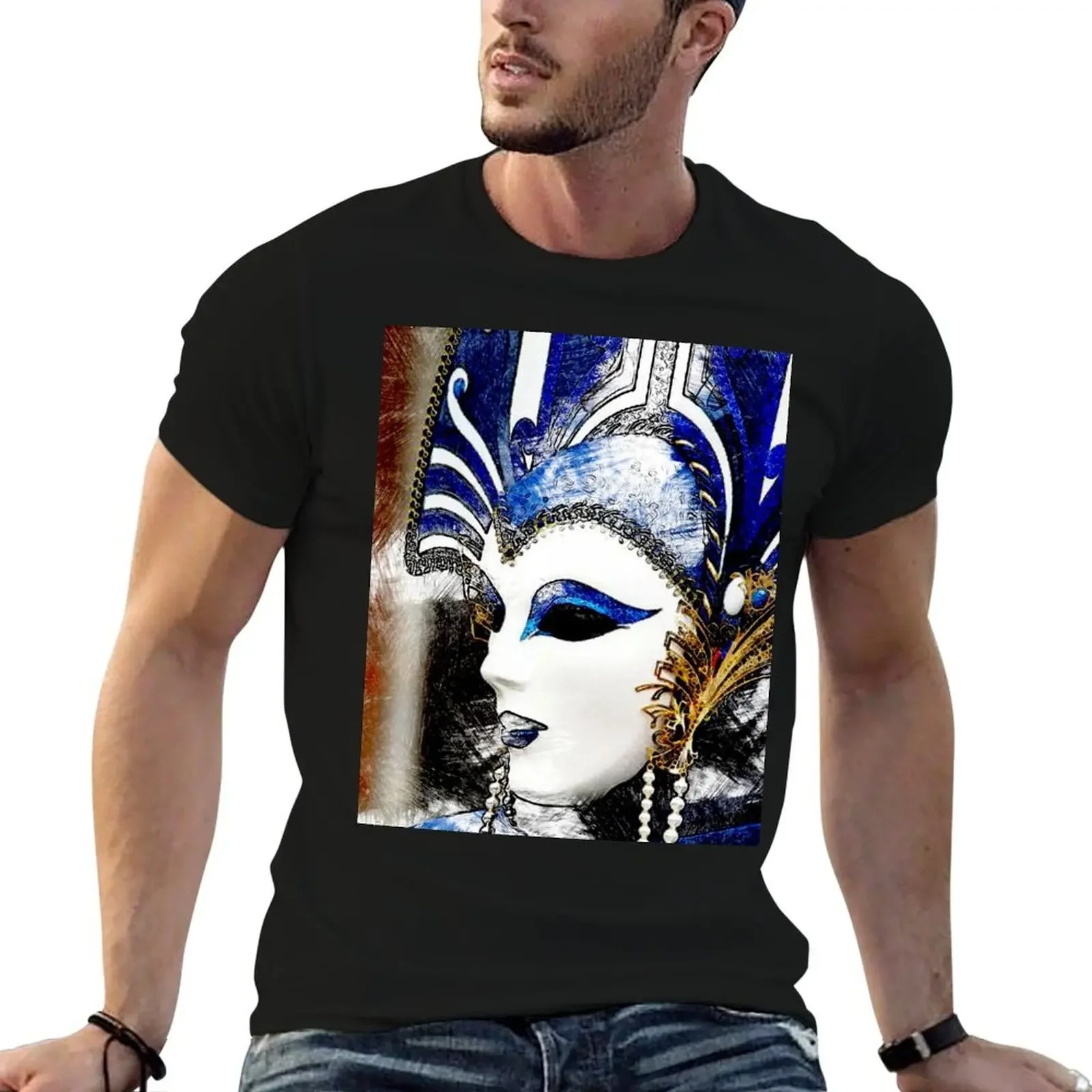 Venice Carnival. Snow Queen mask T-Shirt tees sports fans blacks plain black t shirts men