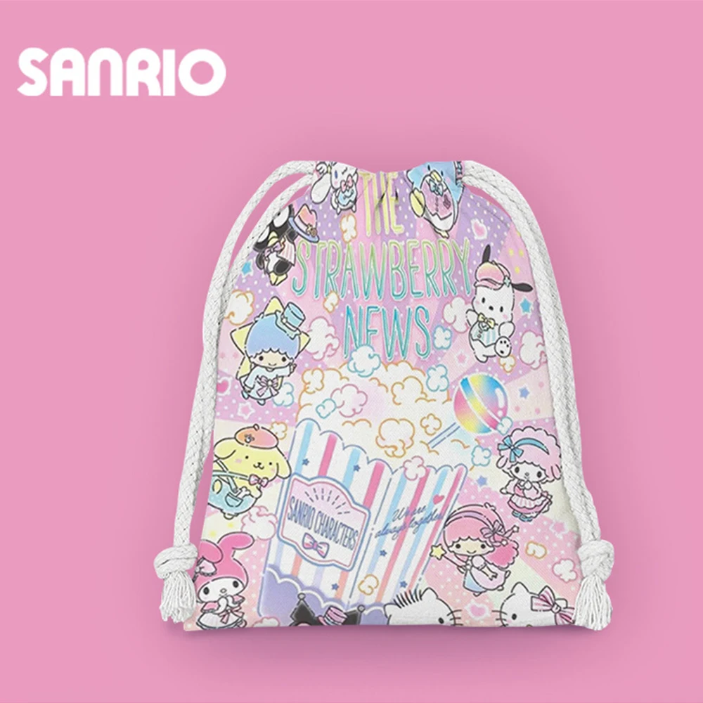 Sanrio Kuromi Hello Kitty Drawstring Pocket Storage Bag Melody Kawaii Cute Cartoon Proof Girl Portable Folding Bag Shopping Gift