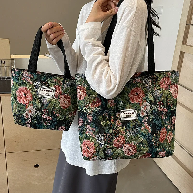 

Вместительная холщовая сумка-тоут для женщин, портативная наплечная сумка с оригинальным дизайном, модная женская сумка для повседневного использования