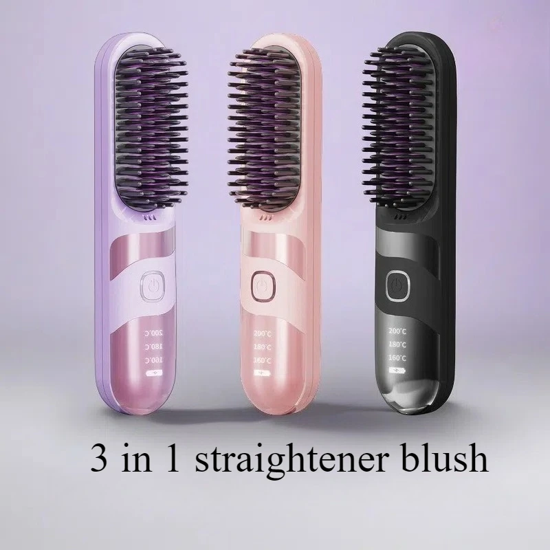 

Cordless Hair Straightener Brush Portable Straightening Brush for Travel Mini Ionic Hot Comb Straightener for Women Fast Charger
