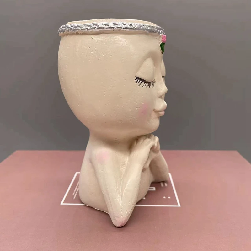 User inière de visage en résine mignonne, pots de plantes uniques, jardinière de visage, fleur succulente décorative