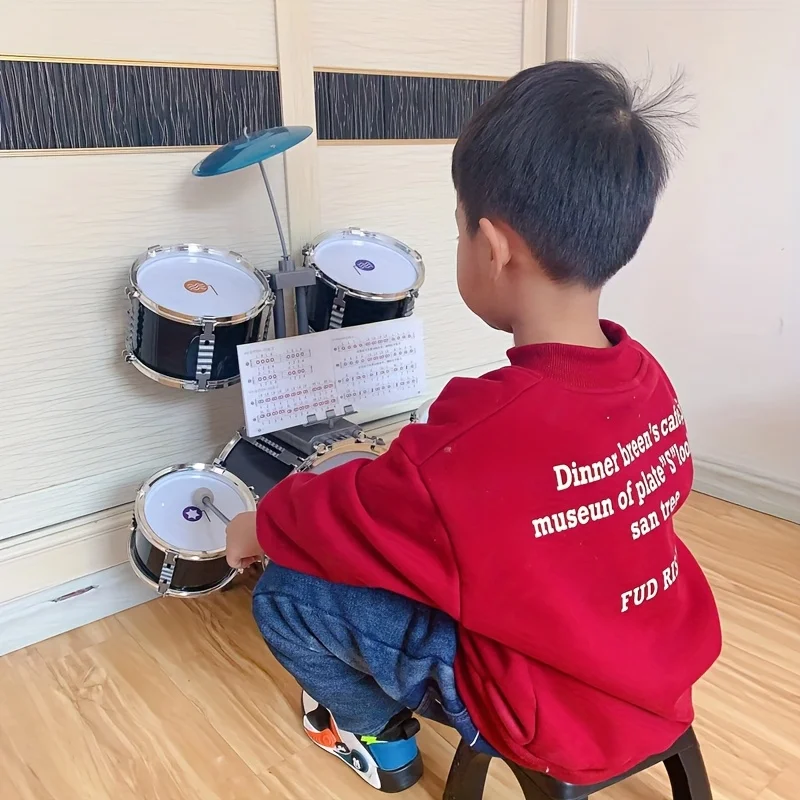 Teen Rock Drum Kit - Mini juego galvanizado para principiantes, perfecto para la práctica en el hogar, gran regalo de Navidad y cumpleaños, rojo
