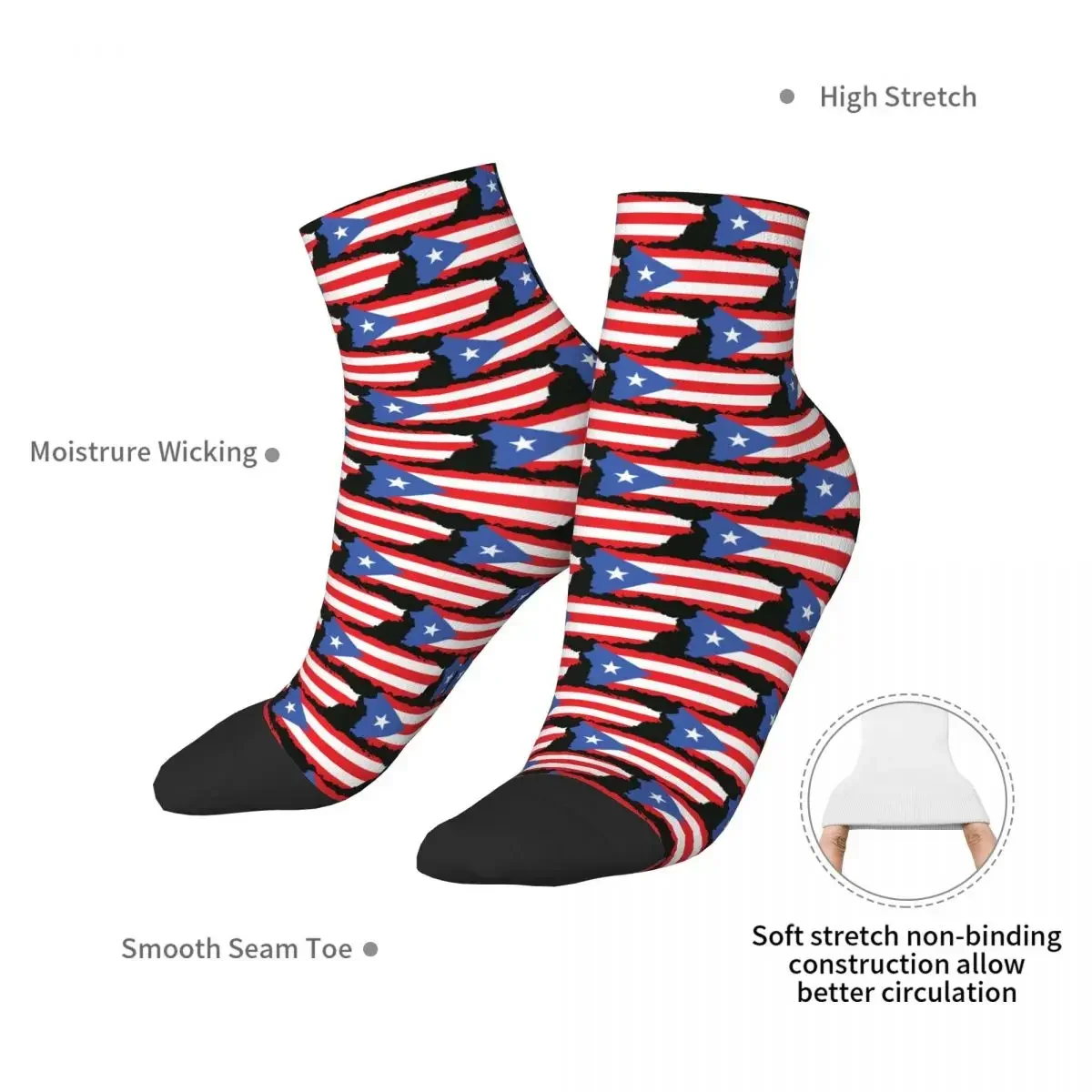 Puerto Rico Flagge (4) Socken Harajuku Hochwertige Strümpfe Ganzjahressocken Zubehör für Unisex-Geburtstagsgeschenk