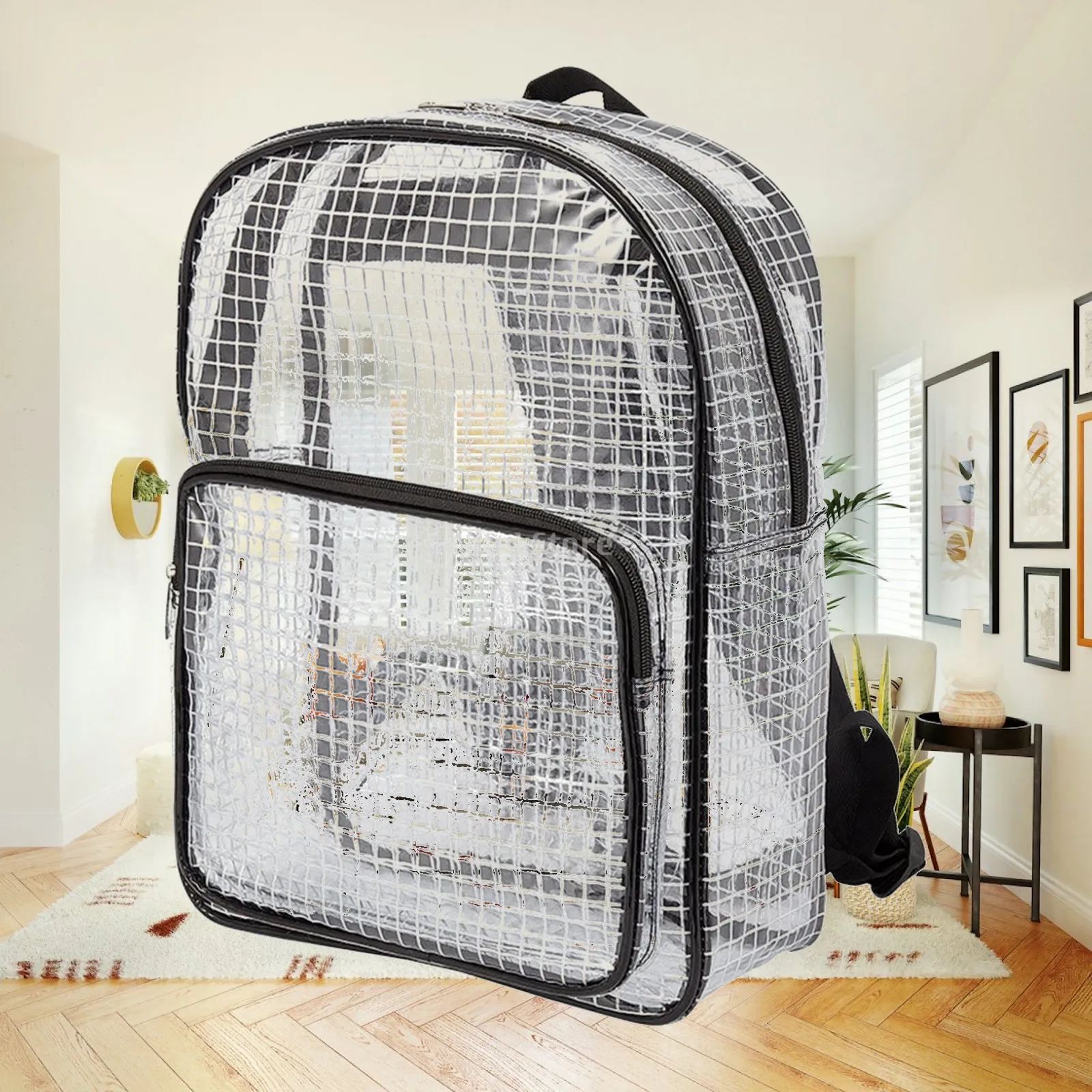 Clear PVC Mesh Backpack Anti Static Lightweight Laptop Backpack for 15 6 Inch Notebook Commuter Bag with Adjustable Straps