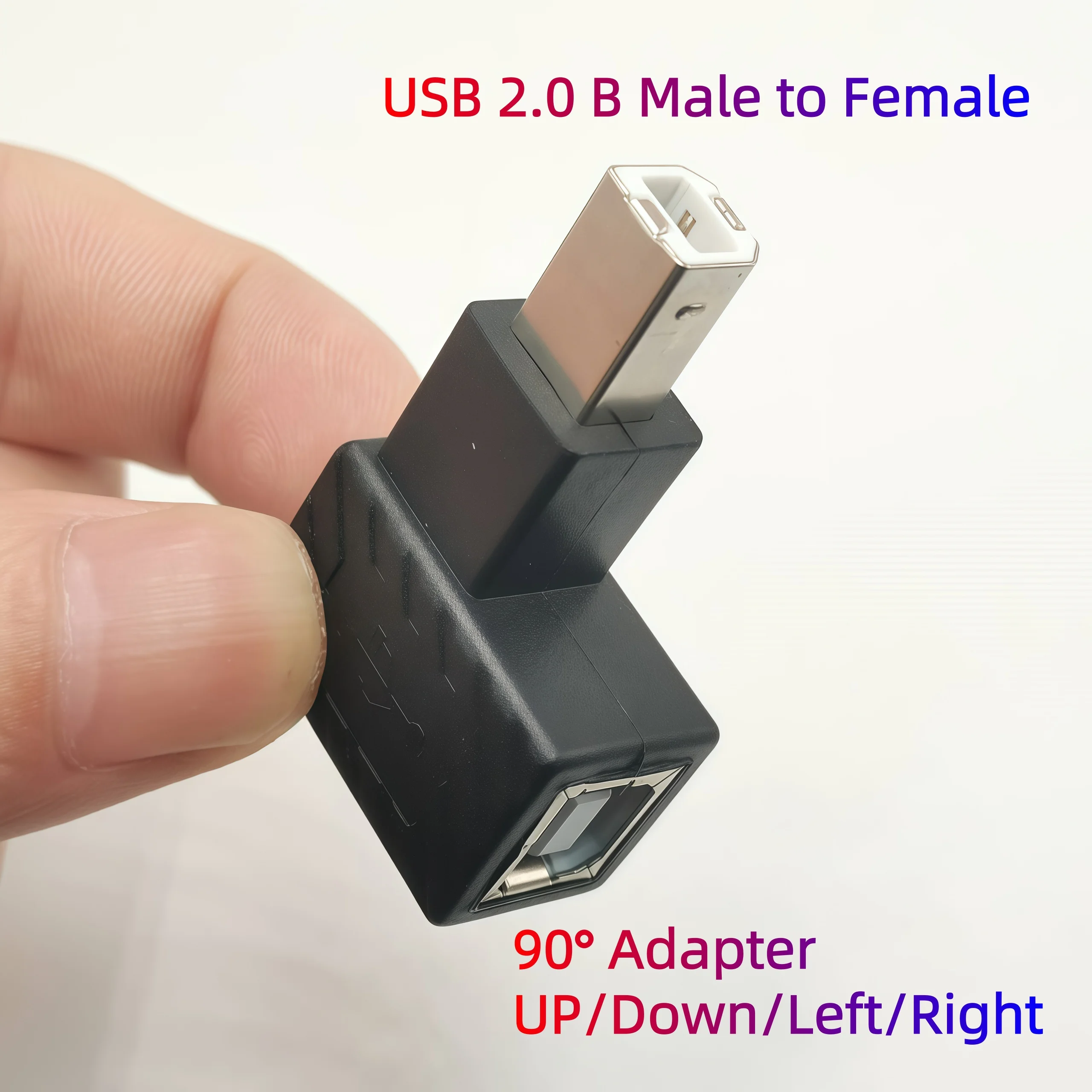 90 Degree USB 2.0 B Type Male to Female Extension Adapter Up Down Left Right Angled for Printer Scanner Hard Disk case