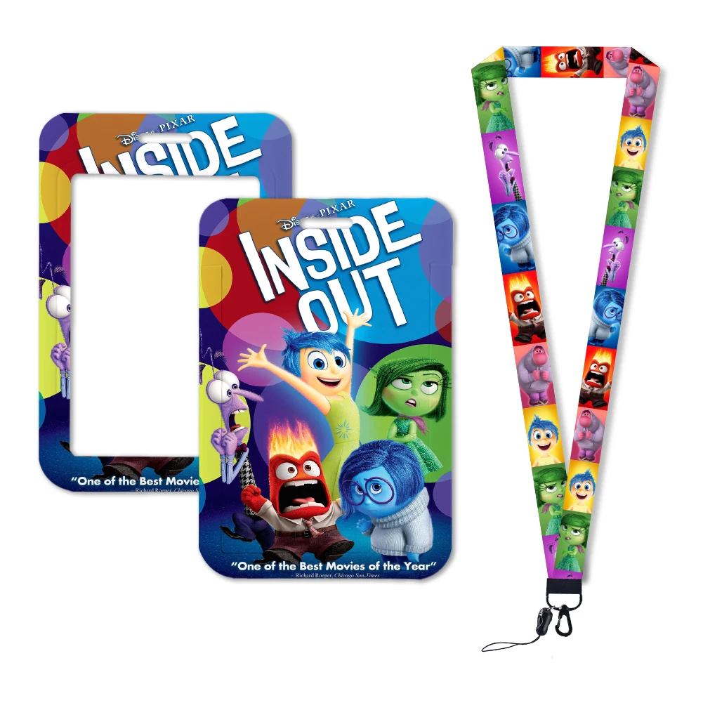 W Lastest Disney Inside Out 2 Card Holders Lanyards Girls Door Card Case Hanging Rope Badge Holder Neck Strap Gift