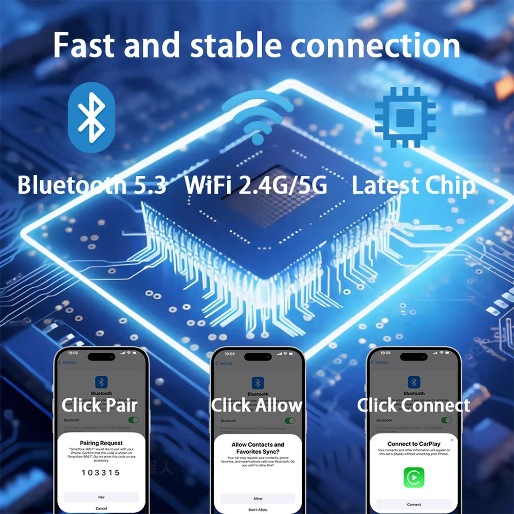 2-in-1 Wireless CarPlay & Android Auto Adapter,Plug & PlayUSB/USB-C Dongle,Fast Auto-Connect NoDelay,Compact for iPhone &Android view 4