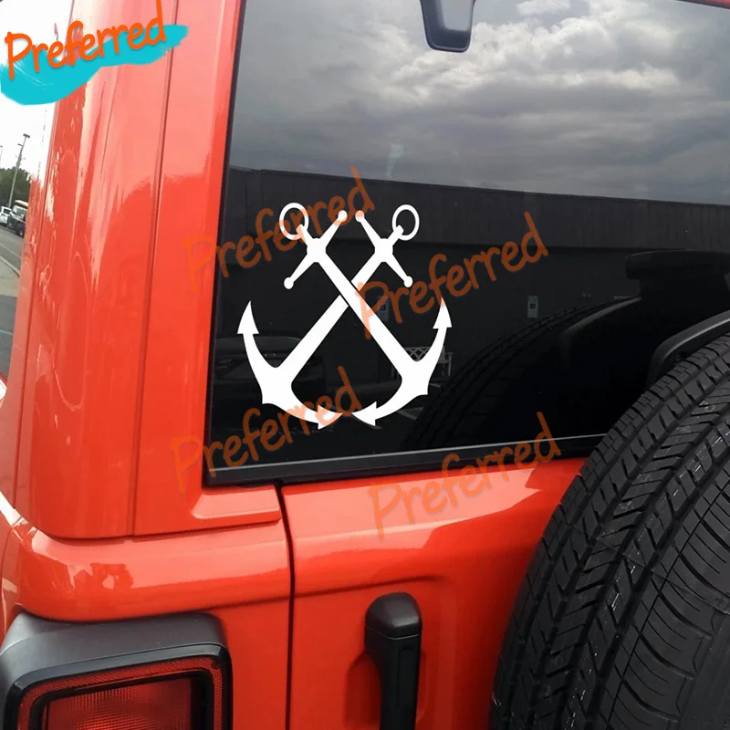 2x Crossed Anchors Vinyl Decal - Boating Beach Ocean Summer Die Cut Sticker Customizable in Any Sticker Size - No Background