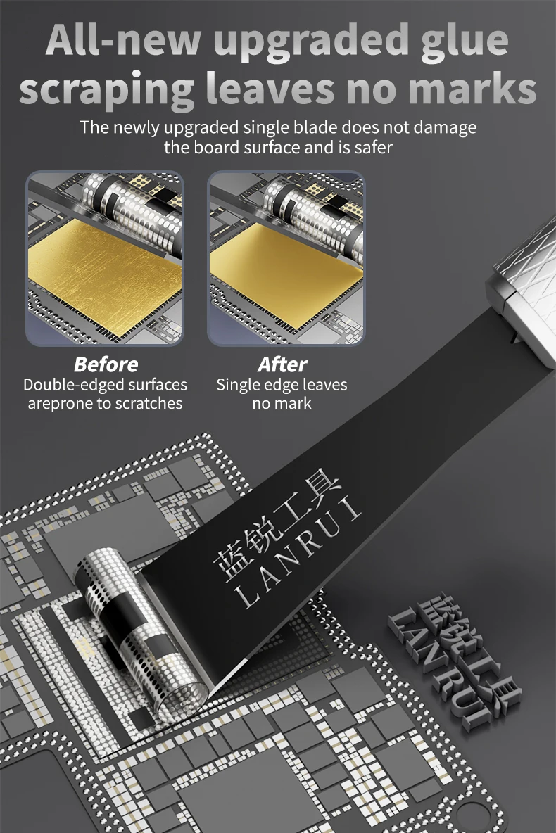 

Инструмент для разборки и очистки клея с процессоров iPhone Lanrui 007S Black Diamond, однолезвийный, с антикоррозийной обработкой и защитой от карбонизации