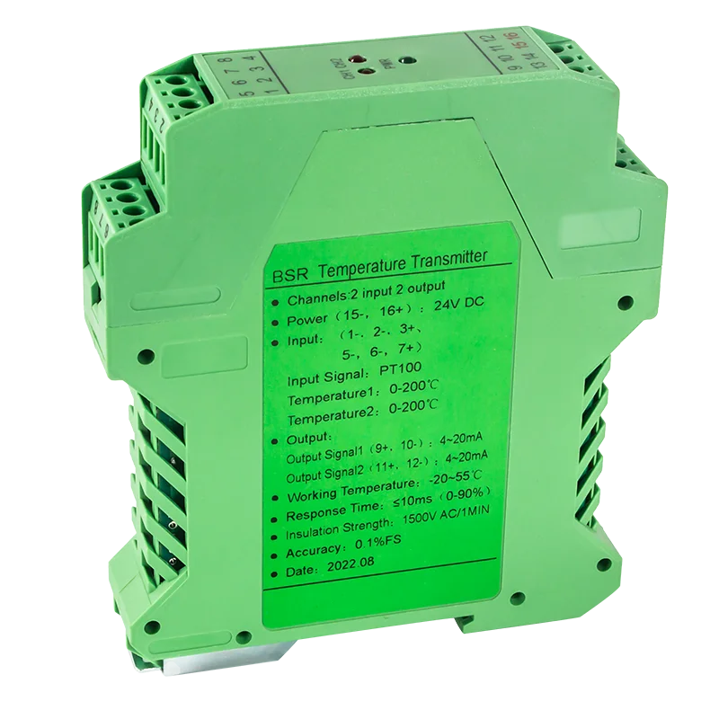 Transmetteur de température PT100, convertisseur de signal de température, 2 entrées, 2 sorties, 4-20mA, 0-10V, 0-5V, 0-100 ℃, 0-200 ℃