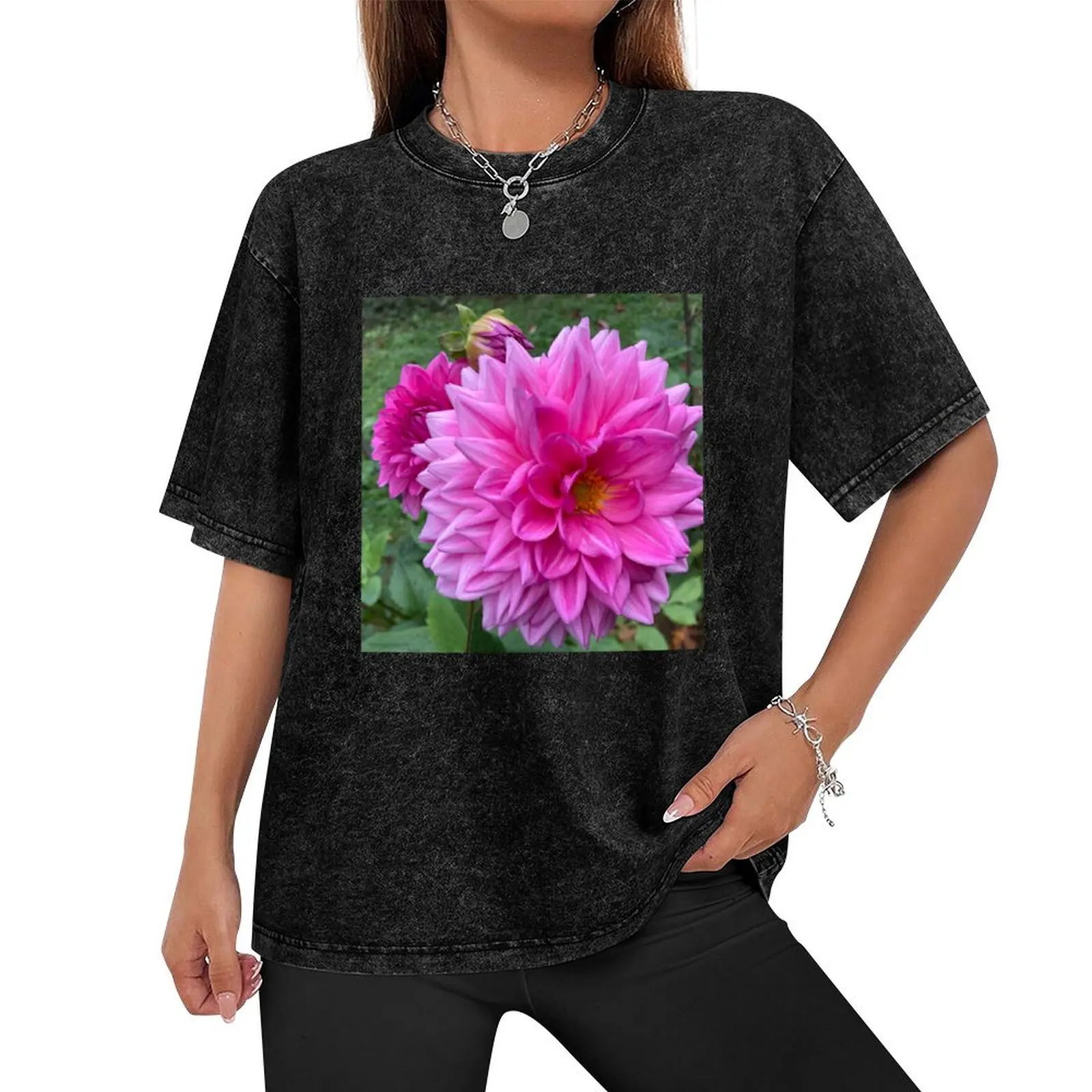 Hot Pink Dahlia T-Shirt designer shirts customs design your own oversizeds men graphic t shirts