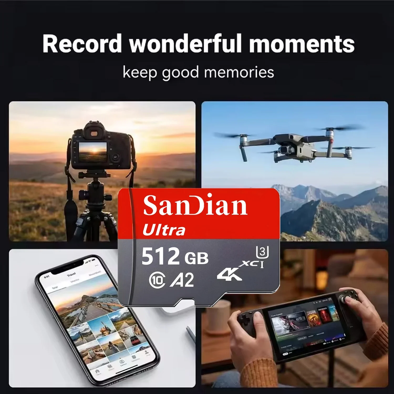 128GB 256GB 64GB Genuine Memory Card SD Cards TF Cards Micro TF SD Card Write 80MB/s U3 V10 for Drone/CCTV/Digital Frame/Toy - view 4