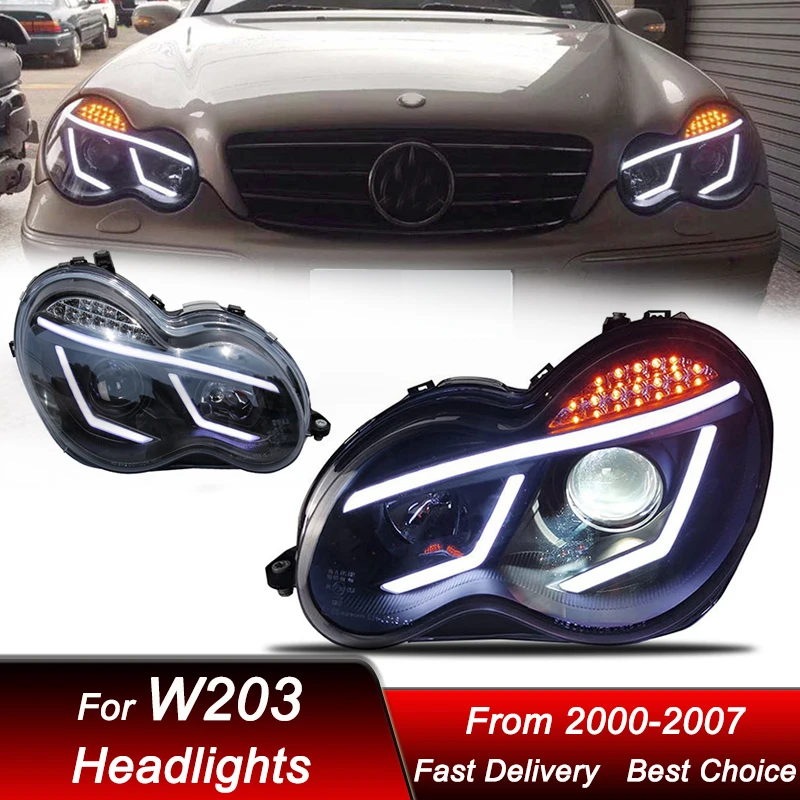 Car Headlights For Mercedes-Benz C class W203 2000-2007 new style full LED Auto Headlamp Assembly Projector Lens Accessories Kit