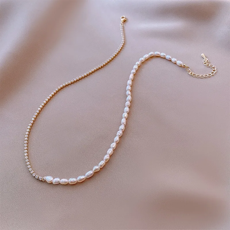 Best Sell 100% Natural Freshwater Pearl & Shiny Crystal Star 14K Gold Filled Female Splice Necklace Jewelry For Women Chains