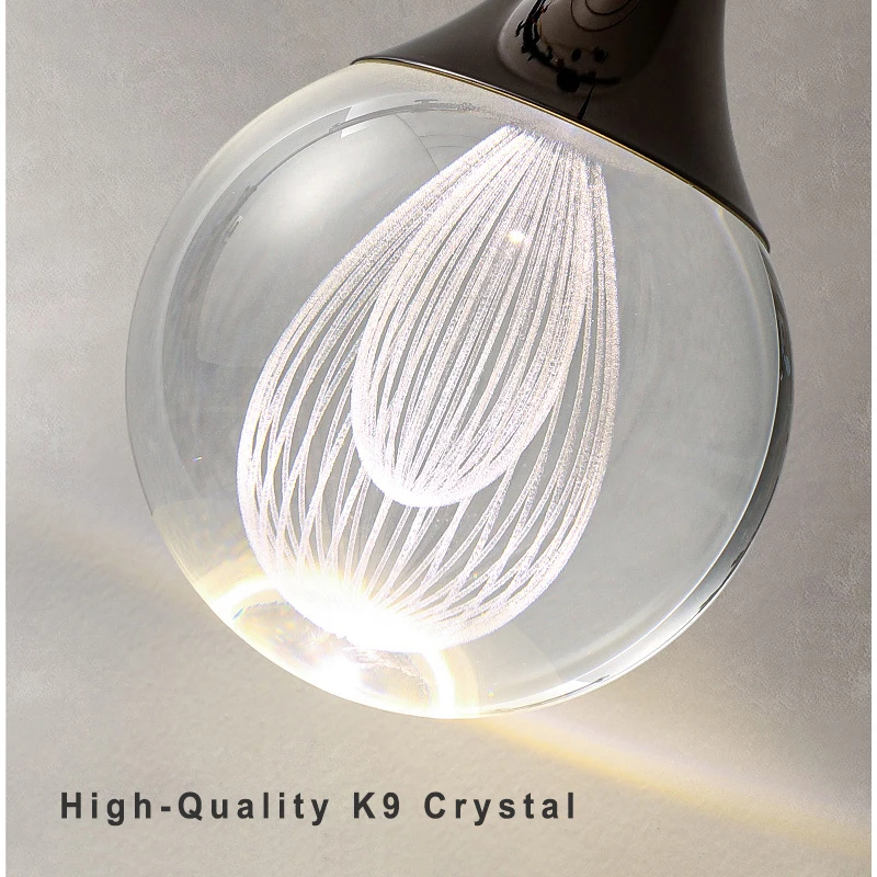 Fumi  Globe Crystal Pendant Light 1-Light Mini Pendant Lighting for Kitchen,Teardrop Crystal Pendant Lamp for Bedroom Dining Roo