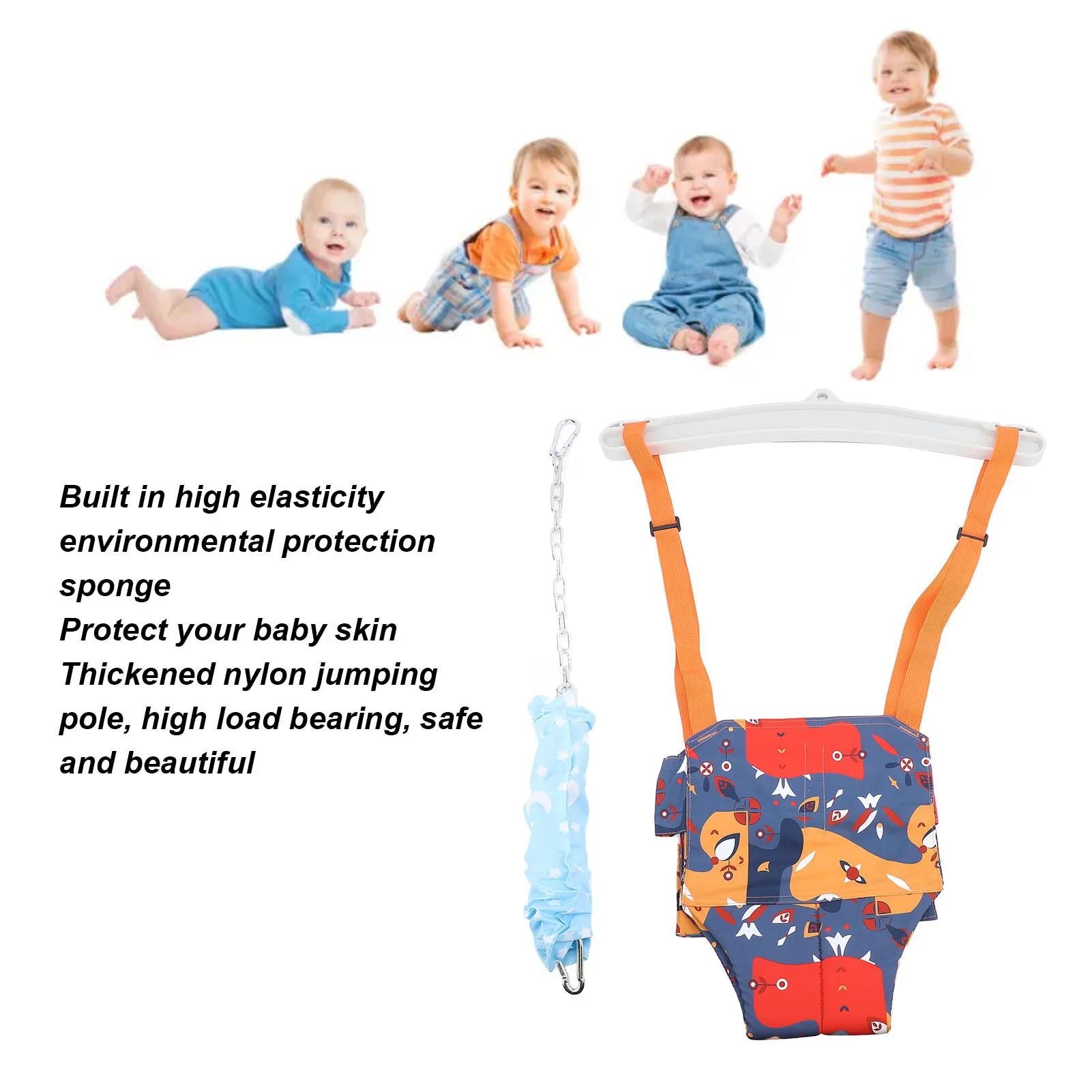 ZK20 Swing Bumper Jumper Sensory Training Bouncer Baby Doorway Jumper for Toddler Red Dinosaur