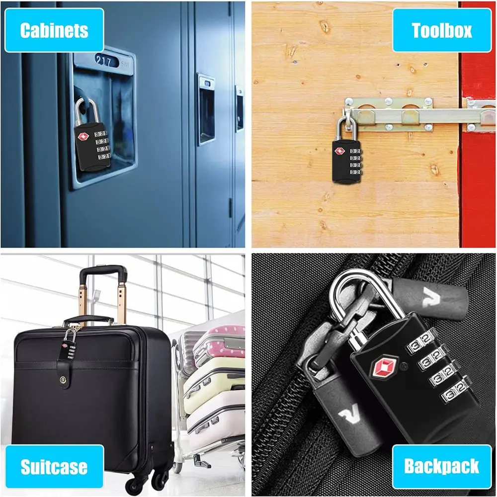 TSA Customs Password Lock Multi-purpose 4-digit Combination Lock  For Travel Luggage Suitcase Anti-Theft Code Padlock