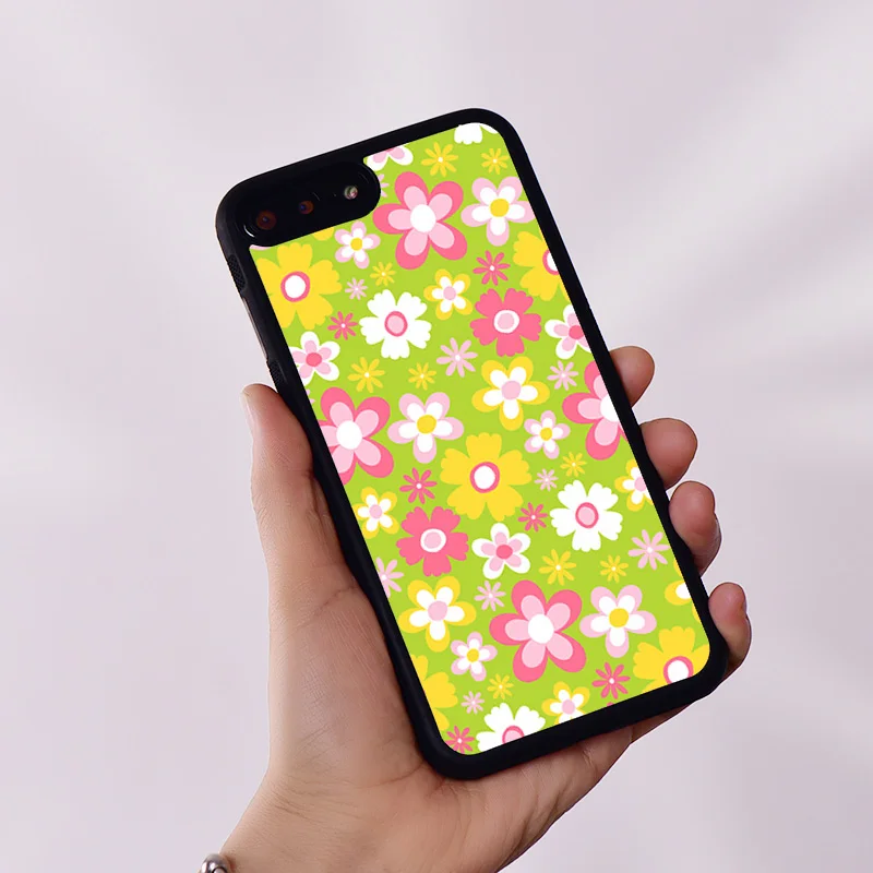 Wildflower Silicone Phone Case Cover for iPhone 6 6S 7 8 Plus X XS XR 11 12 13 14 15 Mini Pro Max Hippie Floral Pattern Flexi