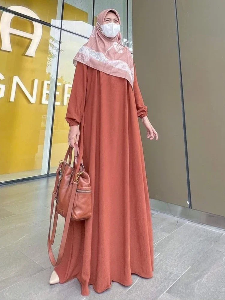 Abaya monocromática muçulmana para mulher, Kaftan elegante, manga comprida, zíper, festa islâmica, Abayas, Robe de Dubai, Eid, 2023