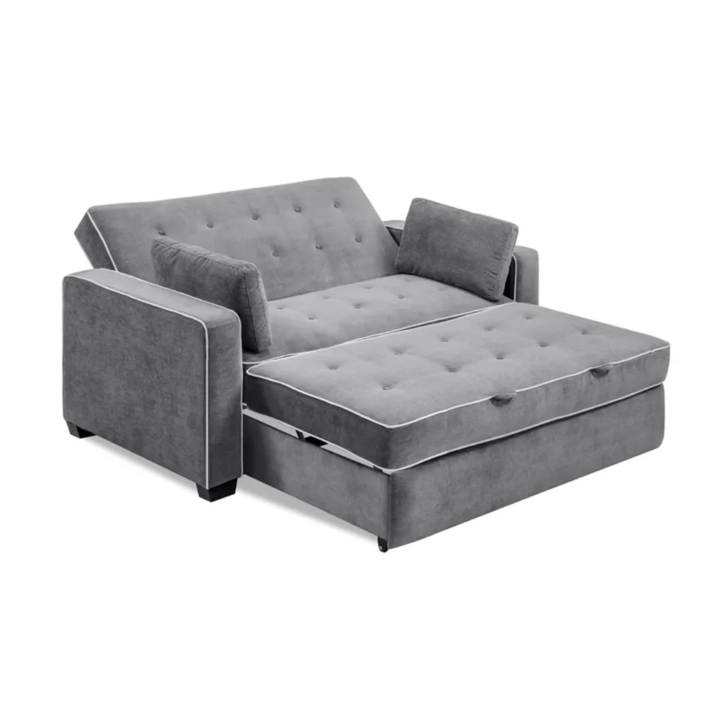 Baihai Luxury Modern Grey Leather Sofa Bed Living Room Velvet Multiple Sofa Folding Sofa Wall Bed