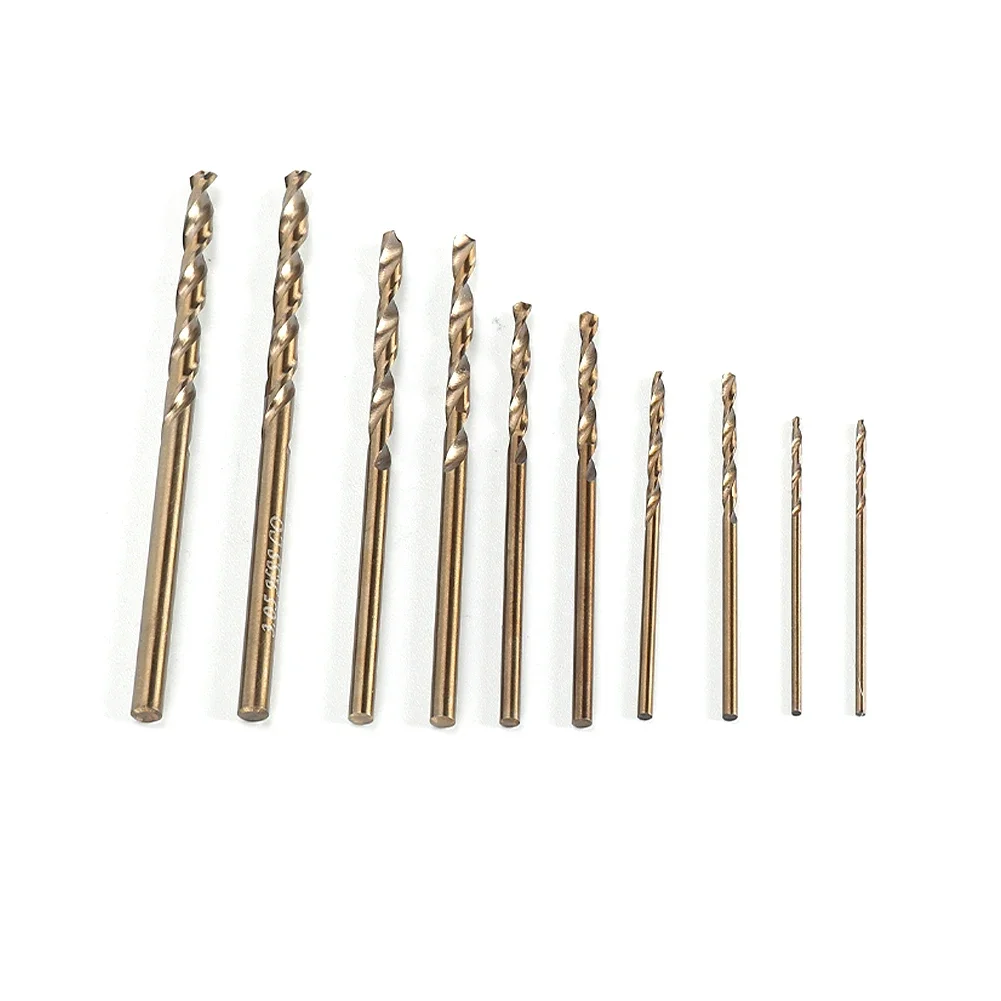 

10pcs Titanium Coated Cobalt Drill Bits Twis Drill Bit Set M35 1mm~3mm HSS High Speed Steel Drill Bits Mini Drill Power Tools