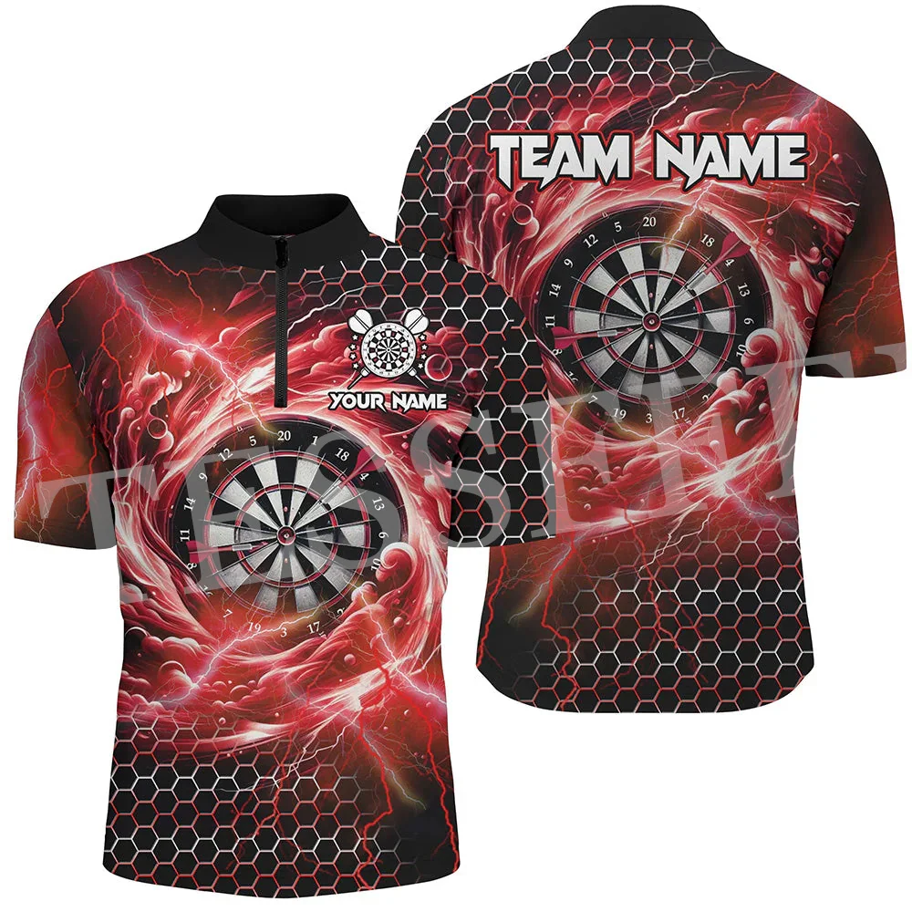 Custom Name Sports Darts Graffiti Tattoo Vintage T-Shirt 3DPrint Summer Polo Zipper Jersey Shirts Harajuku Casual Short Sleeve P