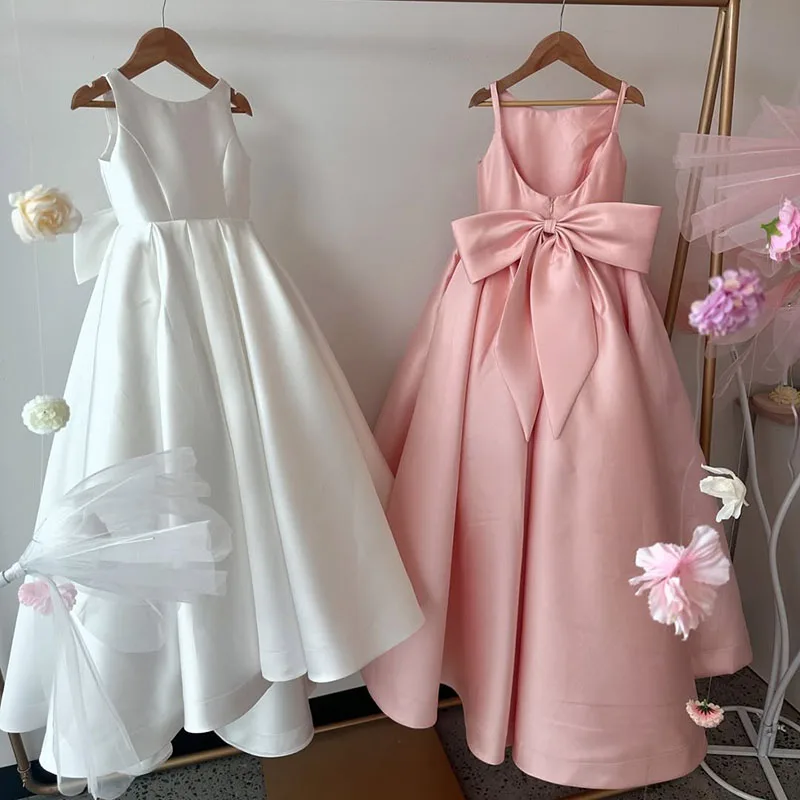 Eightree Flower Girl Dress For Wedding 2025 Sleeveless With Bow Princess Child First Eucharistic Birthday Party Dress Customized